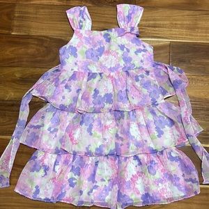 Vintage Purple Floral Girls Dress